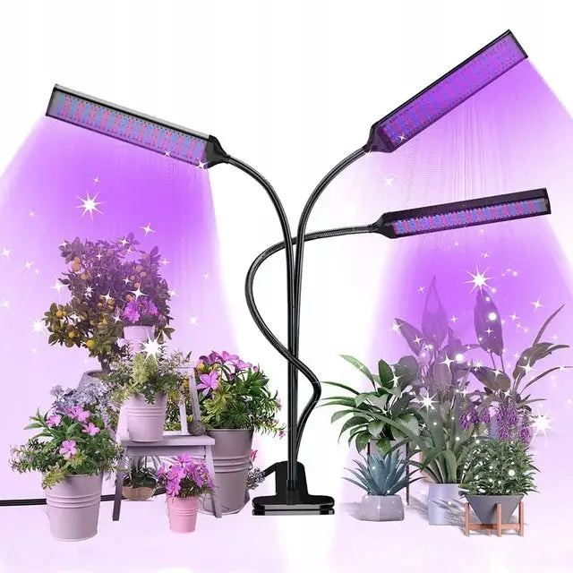 3x Led-lampe for Plantevekst med 3 Paneler 2 Typer Lys Stor og med Timer