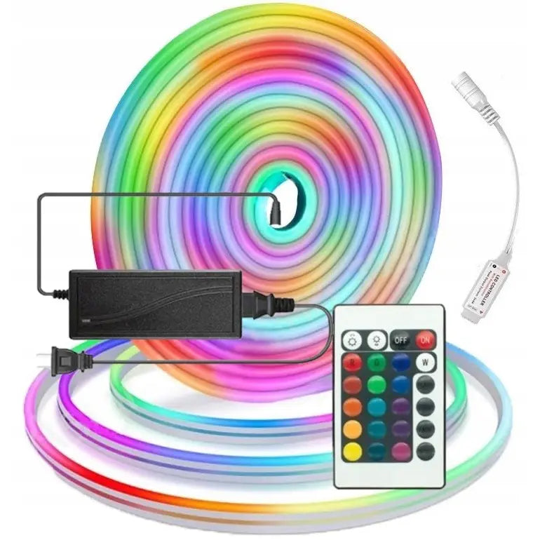 5m Led Neon Rgb Tape med Strømforsyning Kontroller og Fjernkontroll