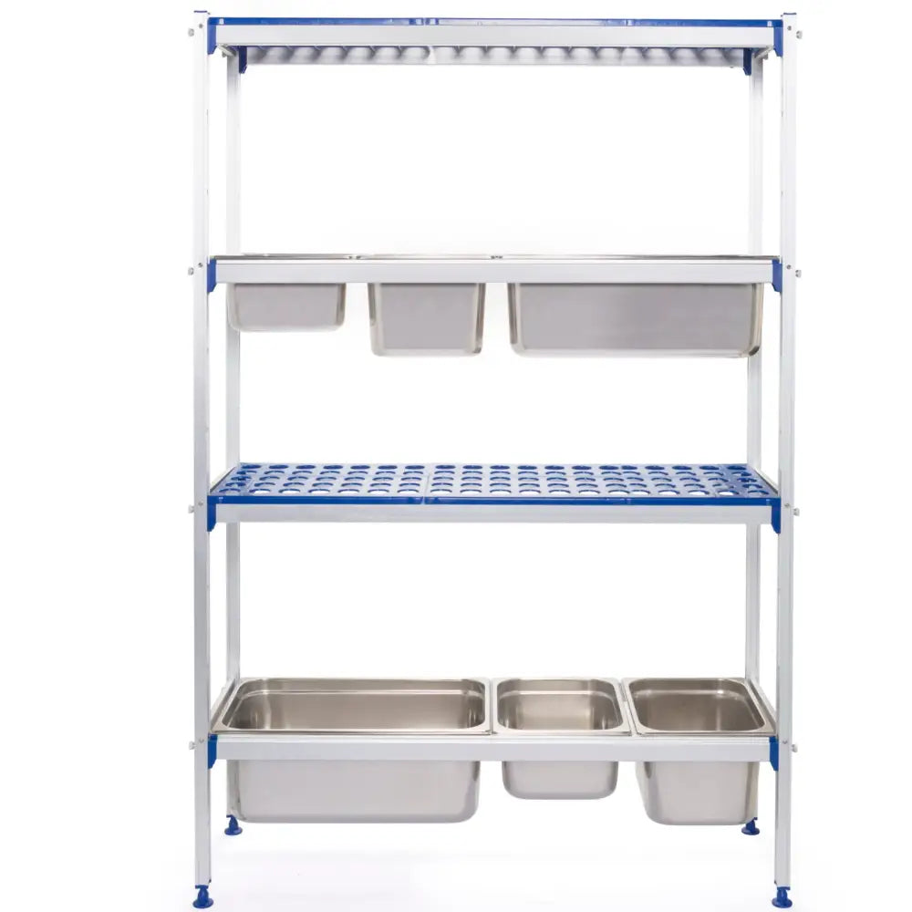 Aluminium Gastronomisk Lagerhylla for Kjøkken med Gn1/1 Beholdere Bredde 112 Cm.