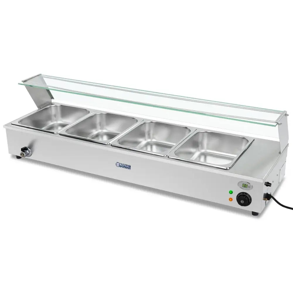 Bain Marie Elektrisk Varmer med Kran og Skjold 1800 w 4x Gn 1/2 H. 100 Mm 24 l
