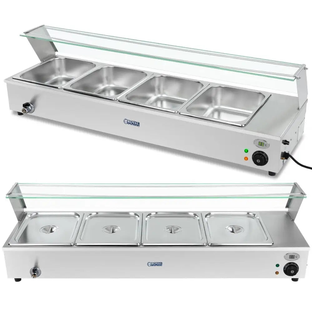 Bain Marie Elektrisk Varmer med Kran og Skjold 1800 w 4x Gn 1/2 H. 100 Mm 24 l