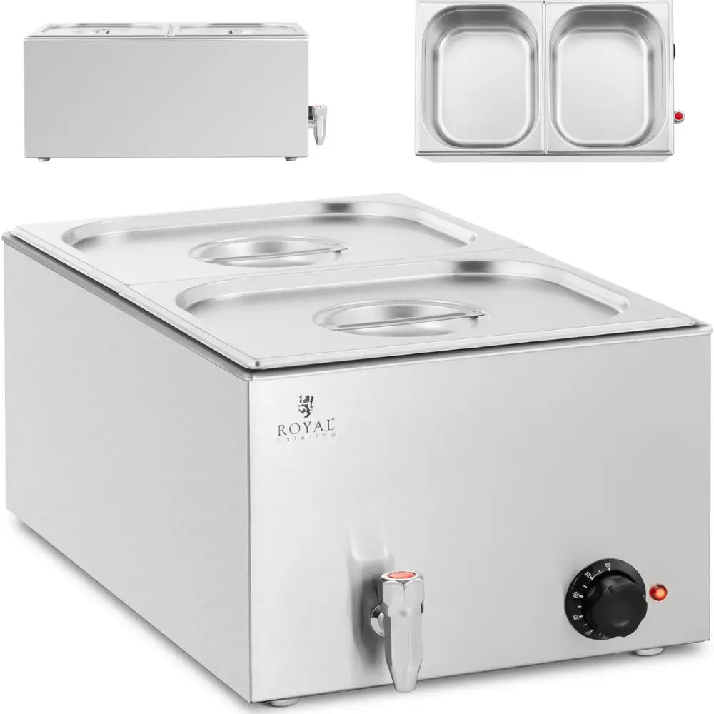 Bain Marie Elektriskvarmere med Tappekrane 2 x Gn 1/2 600 w