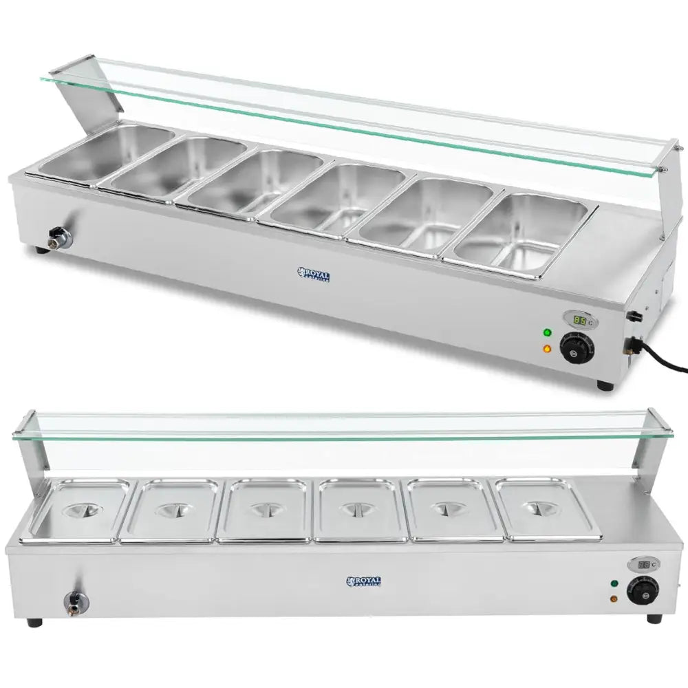 Bain Marie Matvarmer med Kran og Beskyttelse 1800 w 6x Gn 1/3 D. 100 Mm 22.8 l - Produsentens Kode: 1011455