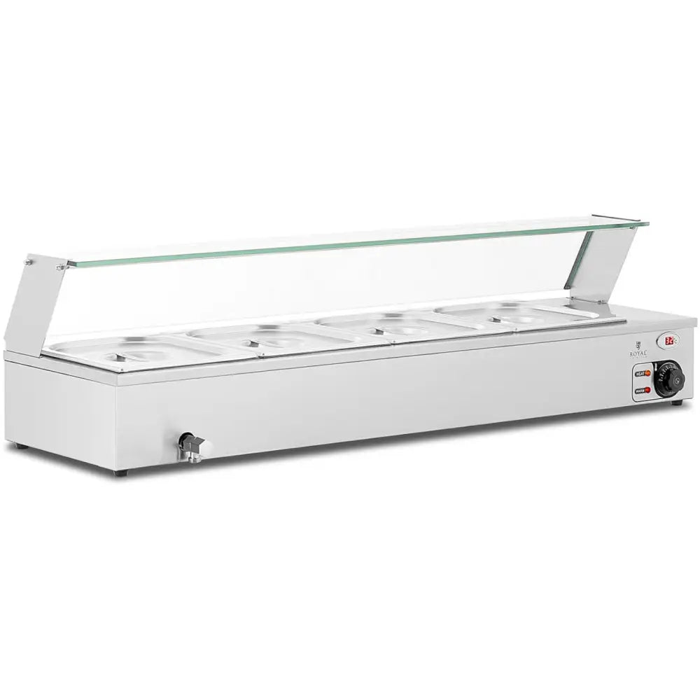 Bain Marie Matvarmerevarmer Buffetvarmer med Skjerm 4 x Gn 1/2 2000 w