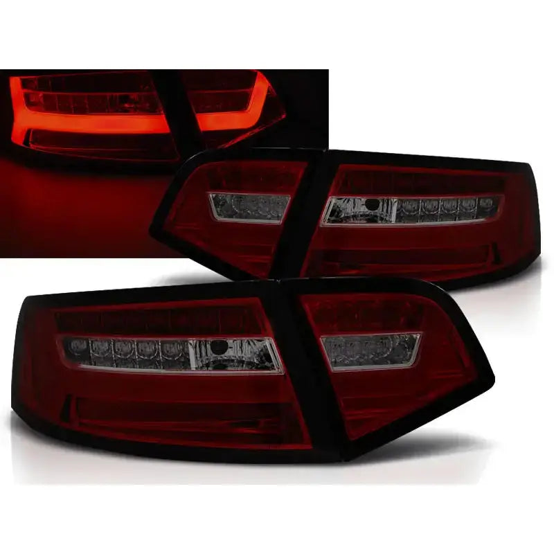 Baklykter Audi A6 08-11 Sedan Red Smoke Led Bar Seq