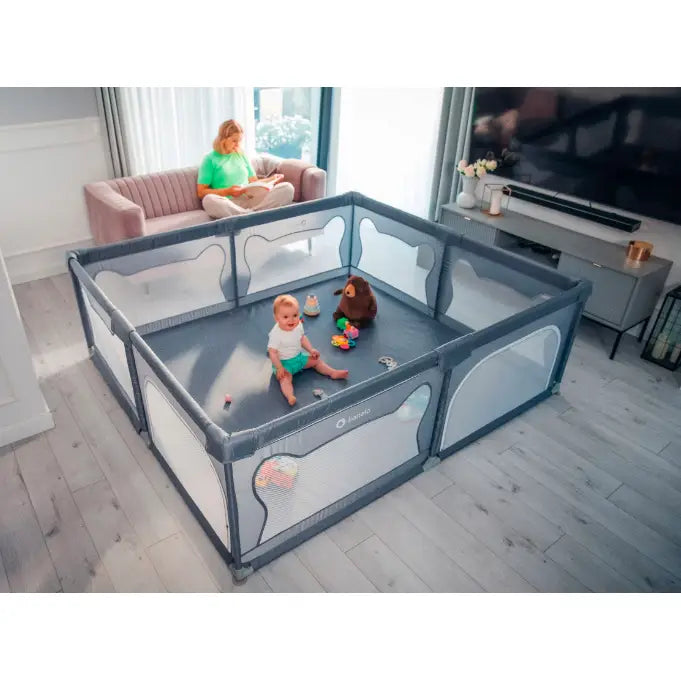 Salg! Barnelekegrind Seng Stor Lekeplass 207x187cm Lionelo Willow Xl