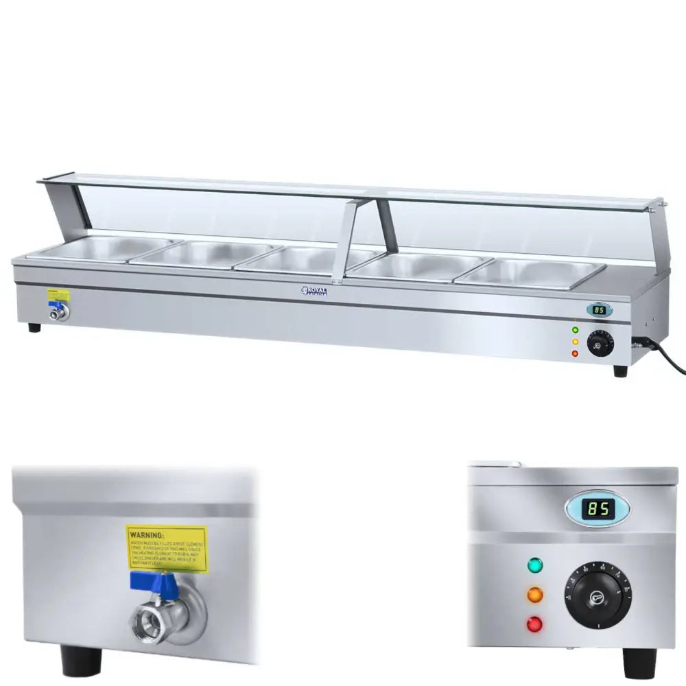 Bemar Vannoppvarmer med Kran og Glassdeksel 2200w 30l + 5x Gn1/2