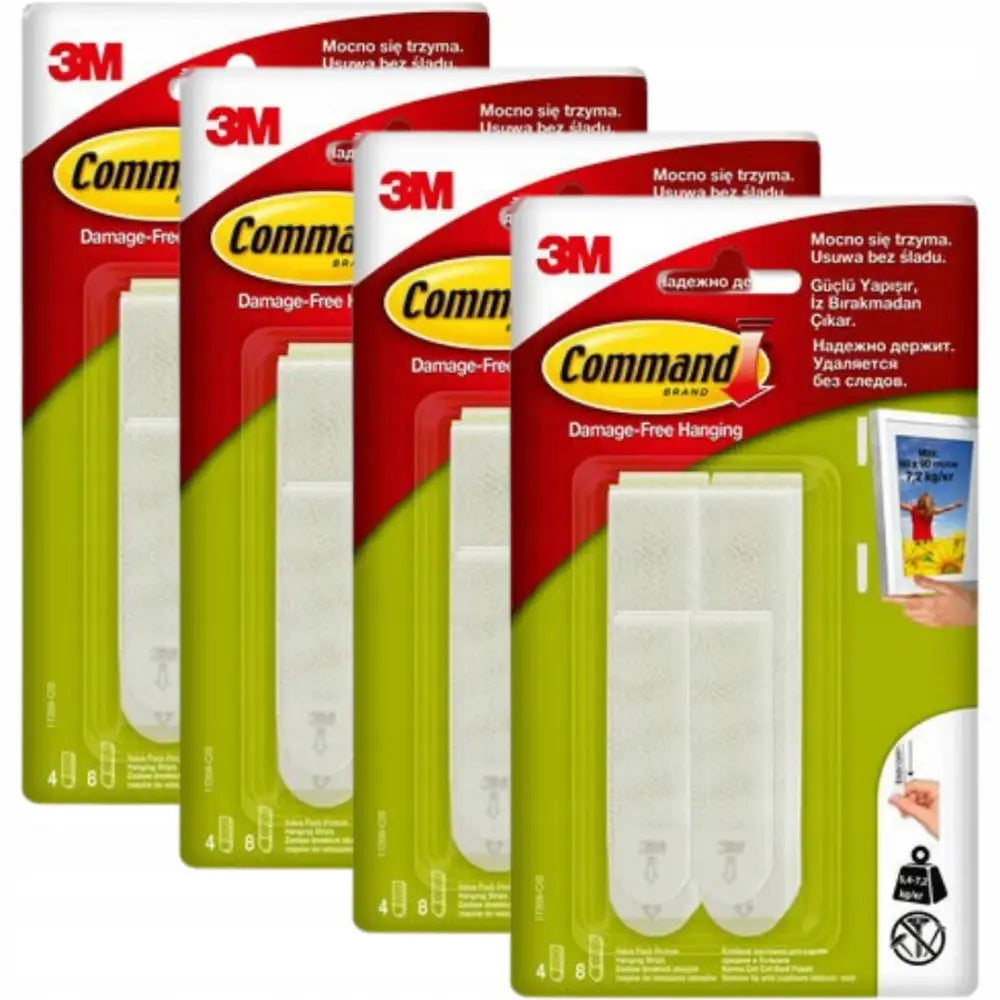 Command Sett med Medium og Store Strips for Bildeoppheng 4 Pakker