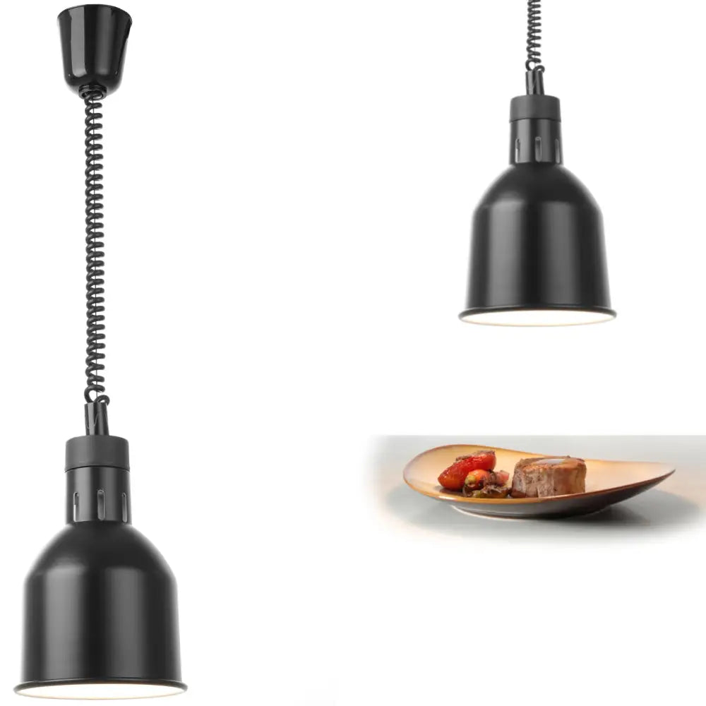 Cylinderformet Hengende Svart Matvarme Lampe ø175mm 250w - Hendi 273852.