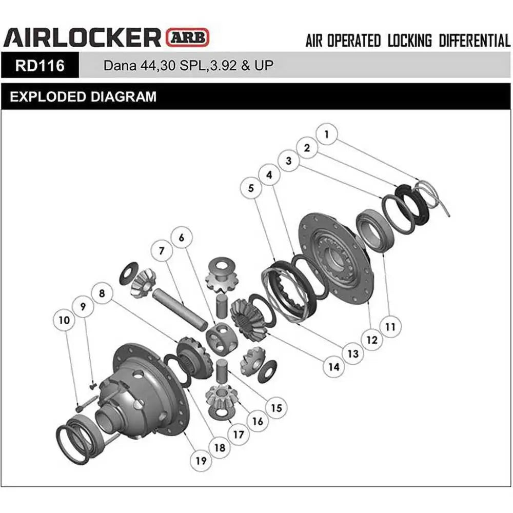 Differensialsperre bak Dana 44 3.92 Overføring Arb - Jeep Cherokee Xj 86-91