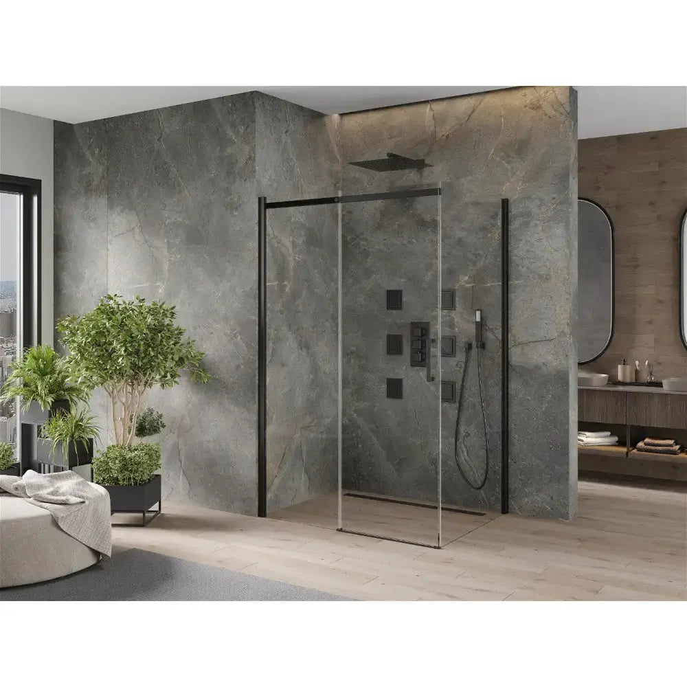 Dusjhjørne med Skyvedør 120x80 Cm Svart Inngangsbredde (mm): 505