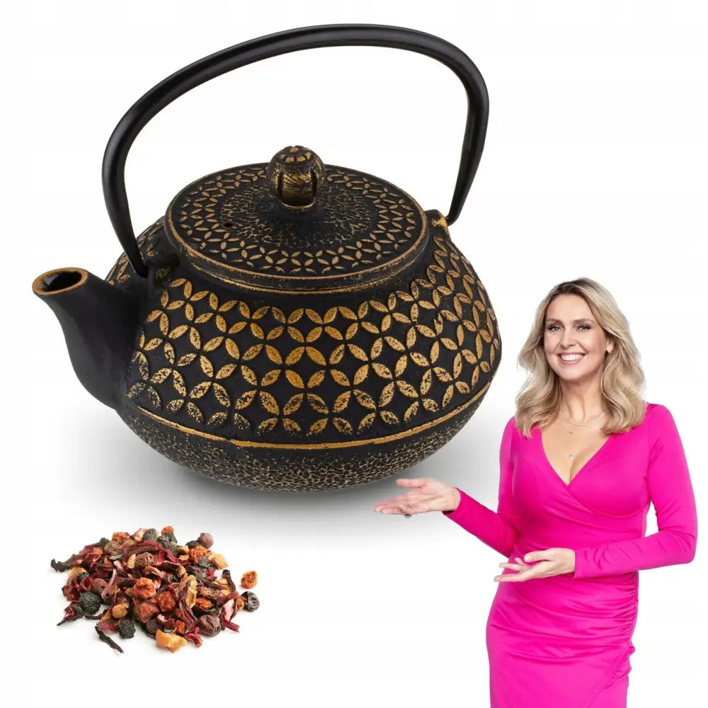 Elegant Tekanne i Støpejern 0,8l med Infuser Hanako Gull