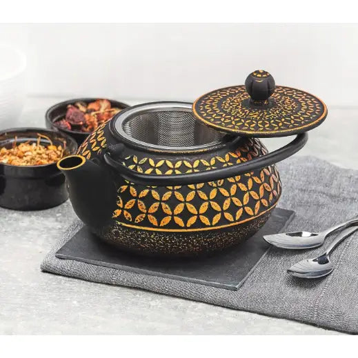 Elegant Tekanne i Støpejern 0,8l med Infuser Hanako Gull
