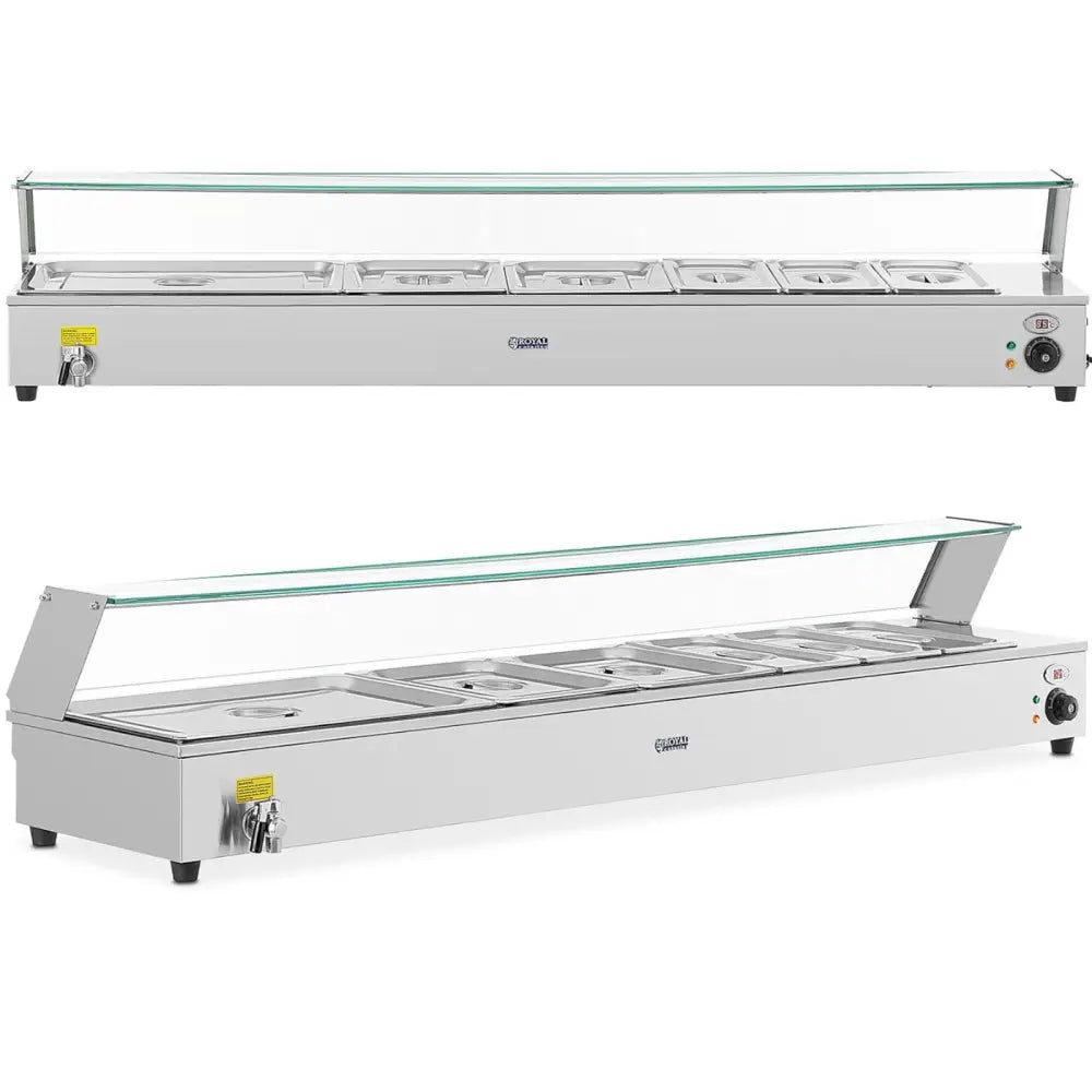 Elektrisk Buffetvarmer med Kran og Deksel 6 x Gn 37 l 1800 w