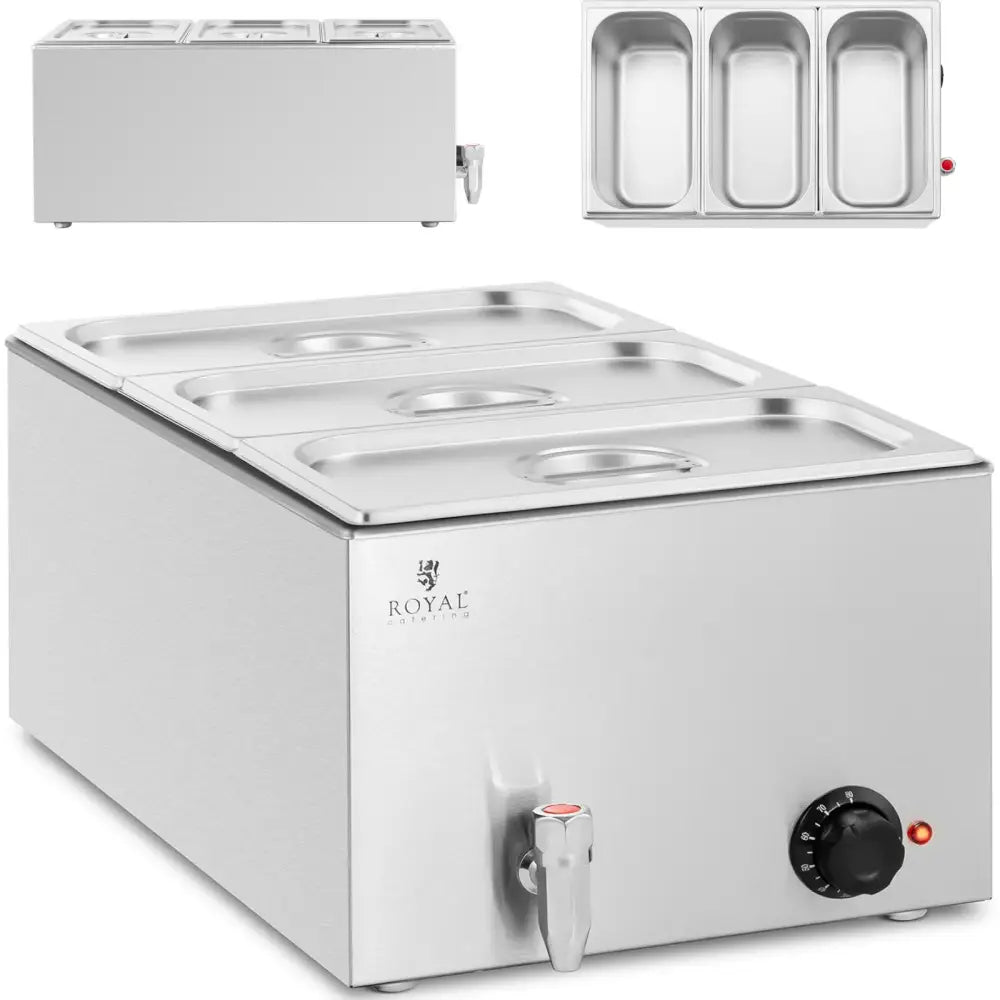 Elektrisk Matvarmebeholder med Kran 3 x Gn 1/3 600 w