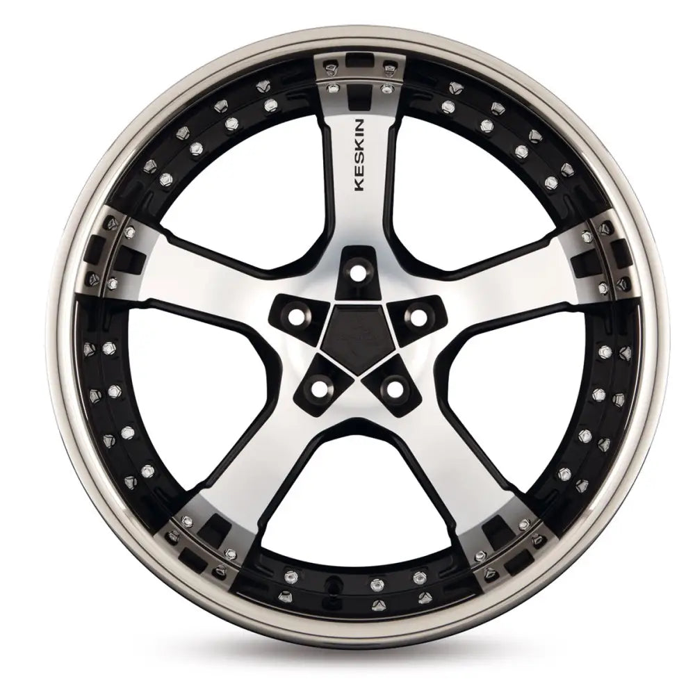 Felg Keskin Kt10 Matt Black Front Polish Steel Lip 10x22 5x120 Et40
