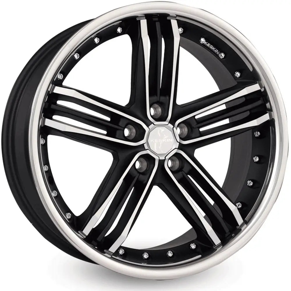 Felg Keskin Kt11 Matt Black Front Polish Steel Lip 9,5x20 5x112 Et45