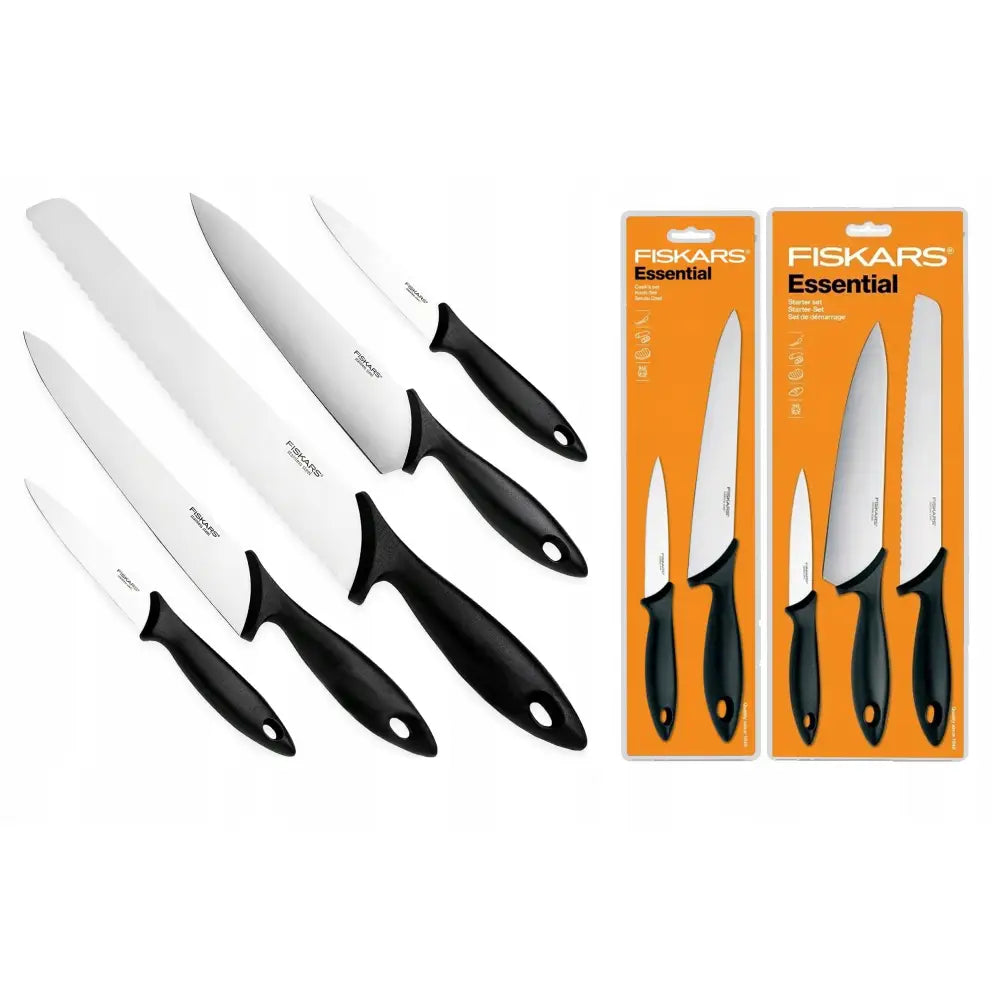 Fiskars Knivsett - Komplett Sett med 5 Skarpe Kokkekniver