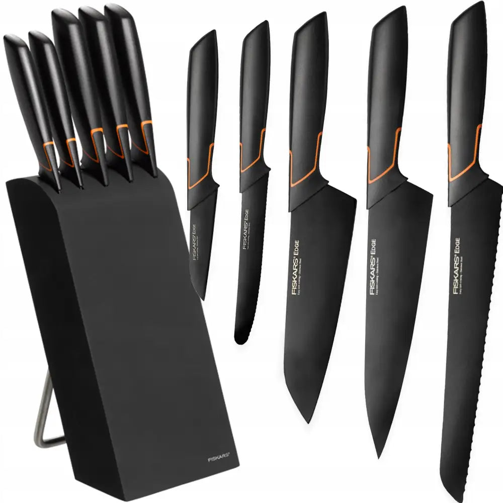 Fiskars Knivsett med 5 Edge-kniver i Blokk 6 Deler Tv 978791