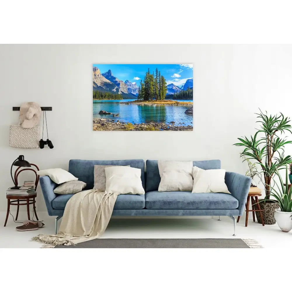 Fjell og Innsjø Lerretsbilde | Naturbilder til Vegg 120x80 Cm