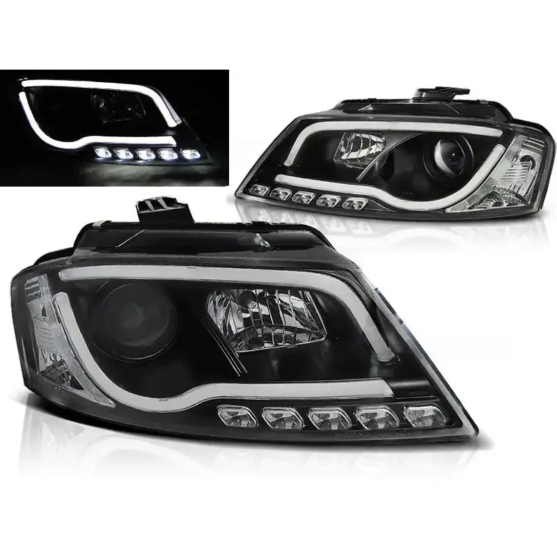 Frontlykter Audi A3 8p 08-12 Black Tube Light Tru Drl