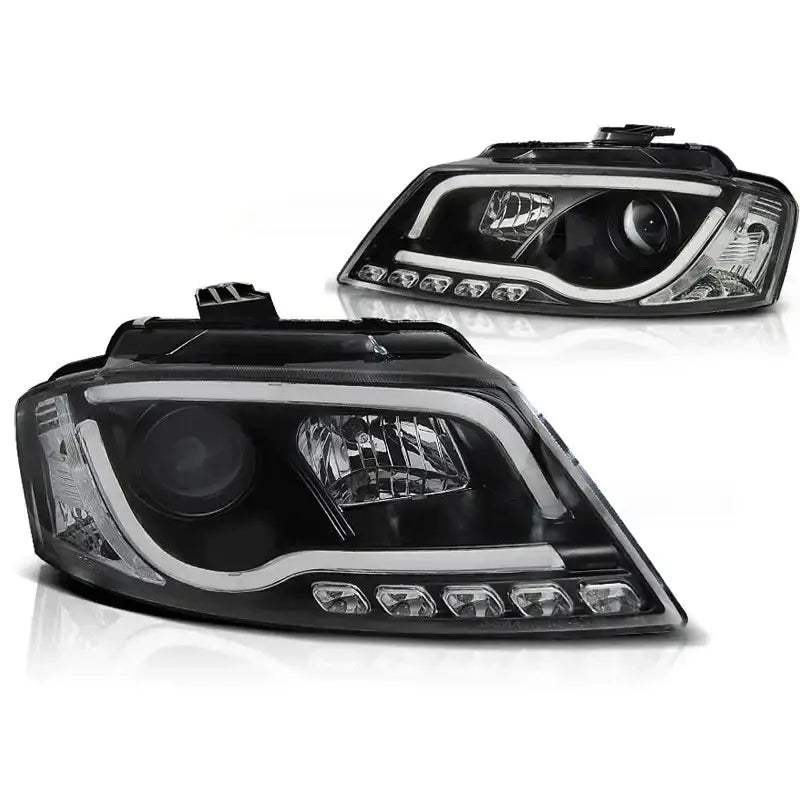 Frontlykter Audi A3 8p 08-12 Black Tube Light Tru Drl