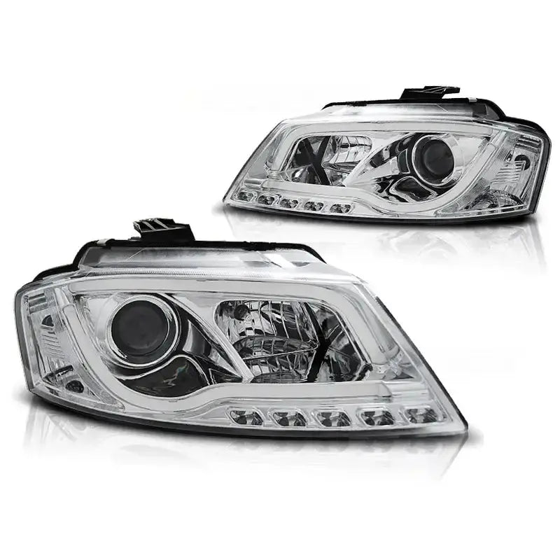 Frontlykter Audi A3 8p 08-12 Chrome Tube Light Tru Drl