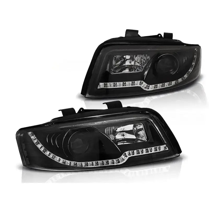 Frontlykter Audi A4 10.00-10.04 Led Tube Lights Black