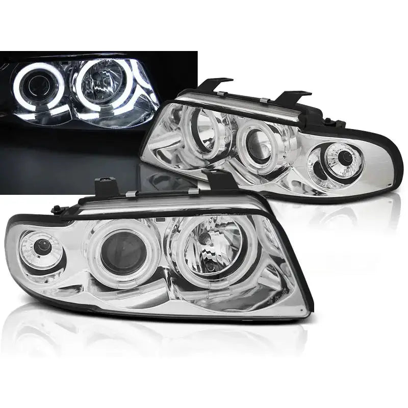 Frontlykter Audi A4 11.94-12.98 Angel Eyes Ccfl Chrome