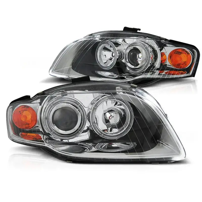 Frontlykter Audi A4 B7 11.04-03.08 Angel Eyes Chrome