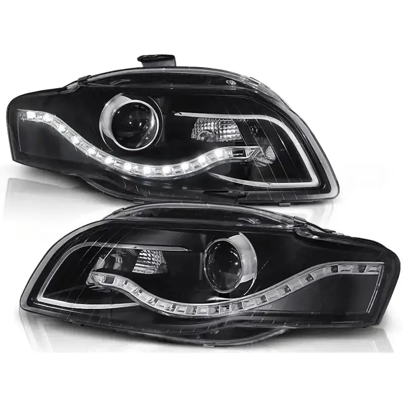 Frontlykter Audi A4 B7 11.04-03.08 Black Led Parking Light