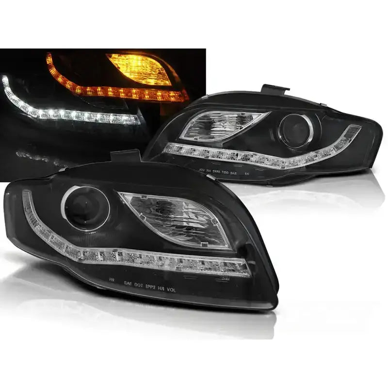 Frontlykter Audi A4 B7 11.04-03.08 Daylight Led Ind. Black