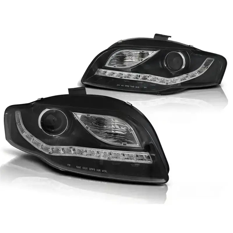 Frontlykter Audi A4 B7 11.04-03.08 Daylight Led Ind. Black