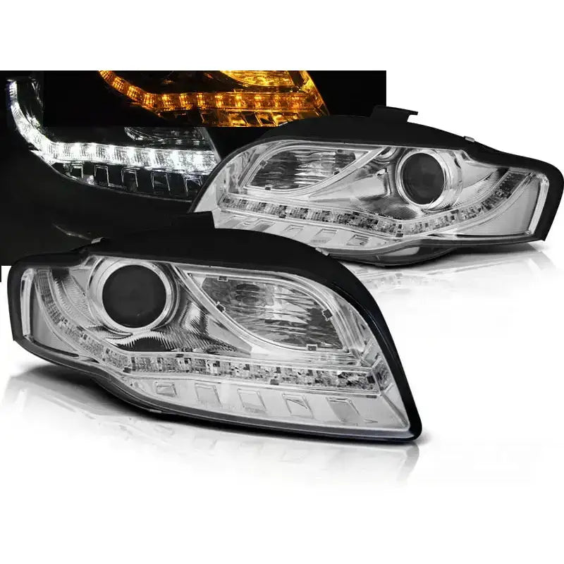 Frontlykter Audi A4 B7 11.04-03.08 Daylight Led Ind. Chrome