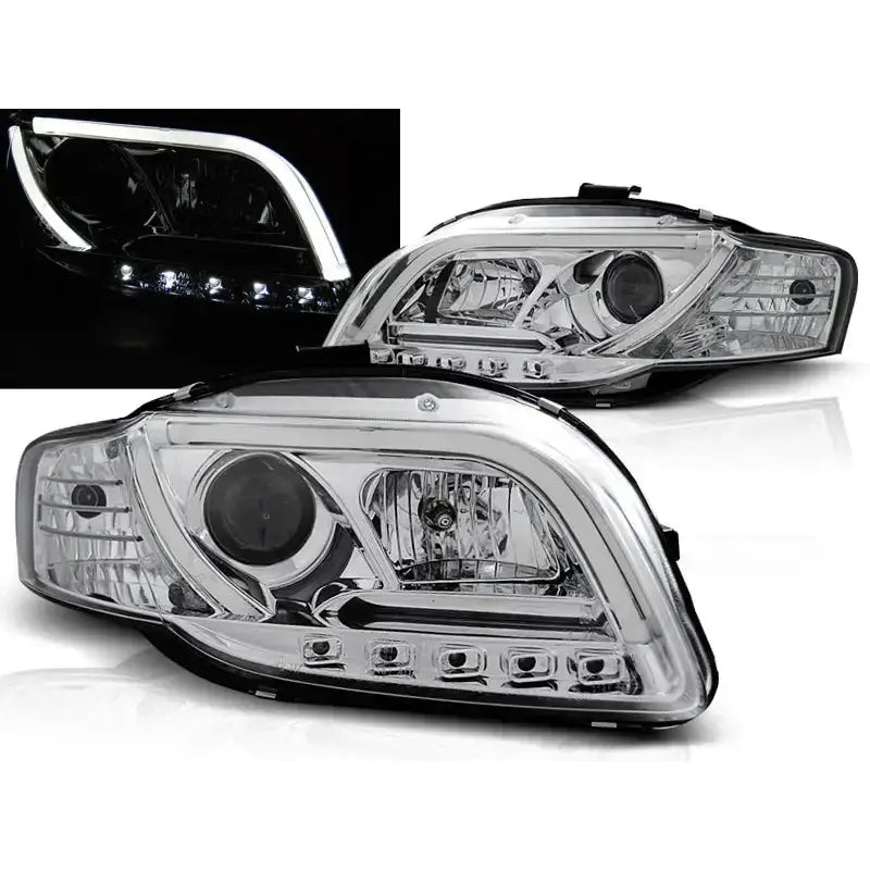 Frontlykter Audi A4 B7 11.04-03.08 Led P21w Tube Lights Chrome