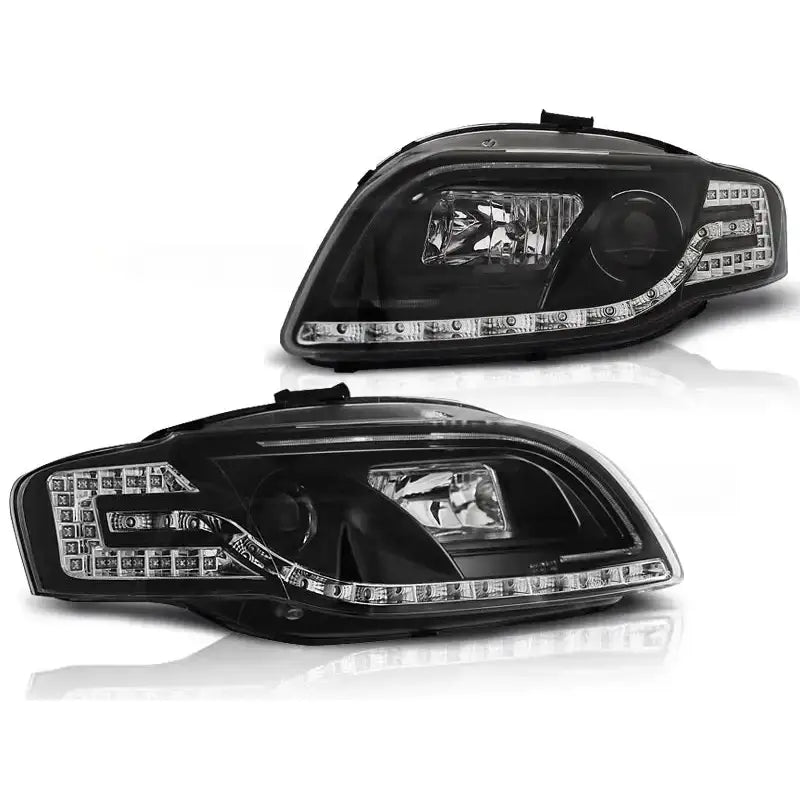 Frontlykter Audi A4 B7 11.04-03.08 Led Tube Lights Black