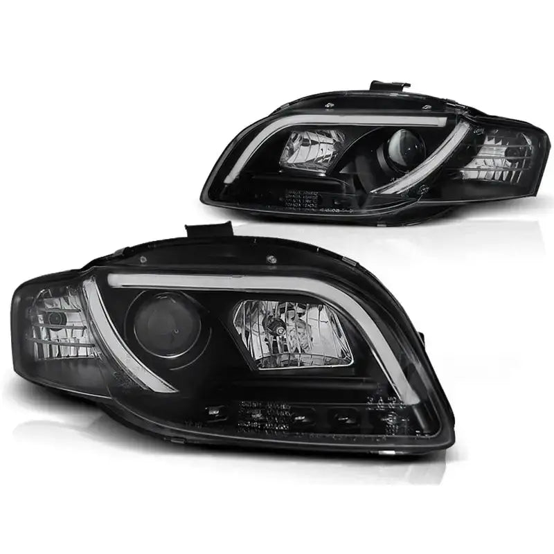 Frontlykter Audi A4 B7 11.04-03.08 Tube Lights Black Tru Drl
