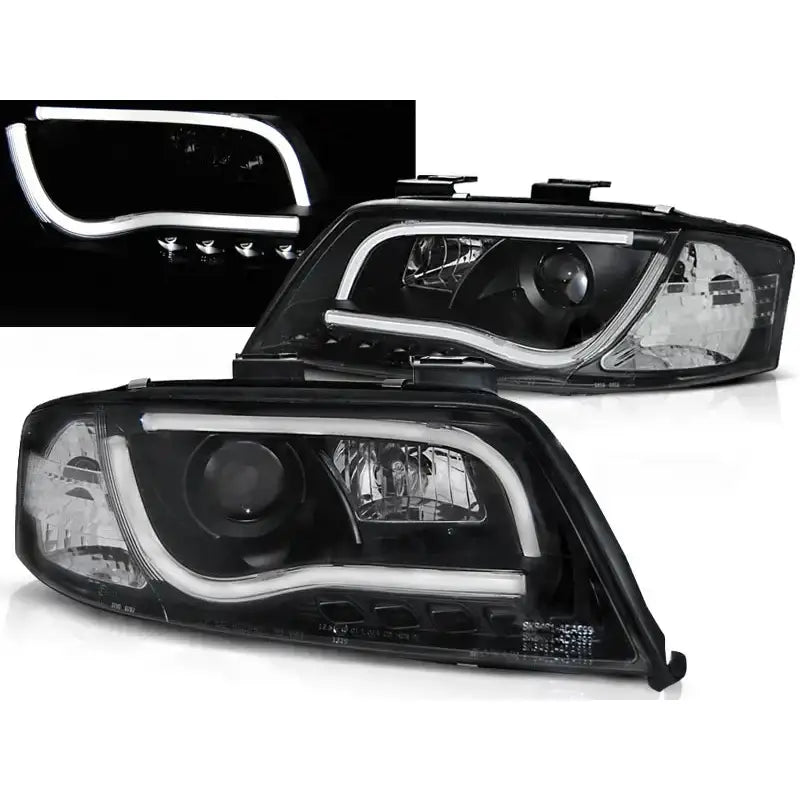 Frontlykter Audi A6 05.97-05.01 Led Tube Lights Black