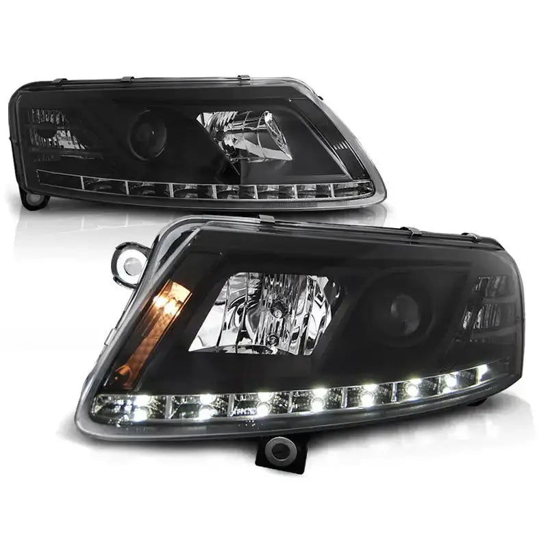 Frontlykter Audi A6 C6 04.04-08 Tru Drl Xenon D2s Black
