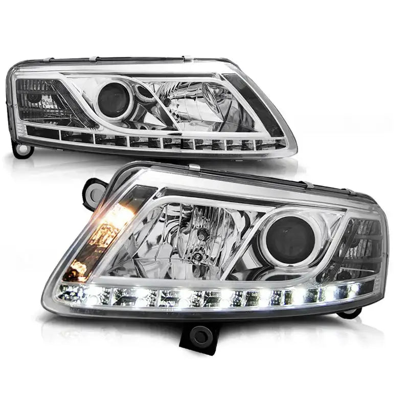 Frontlykter Audi A6 C6 04.04-08 Tru Drl Xenon D2s Chrome
