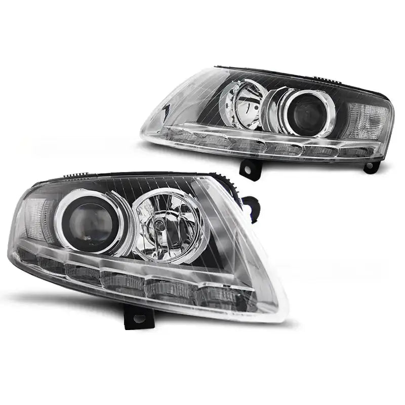 Frontlykter Audi A6 C6 04.04-08 Xenon Chrome Tru Drl