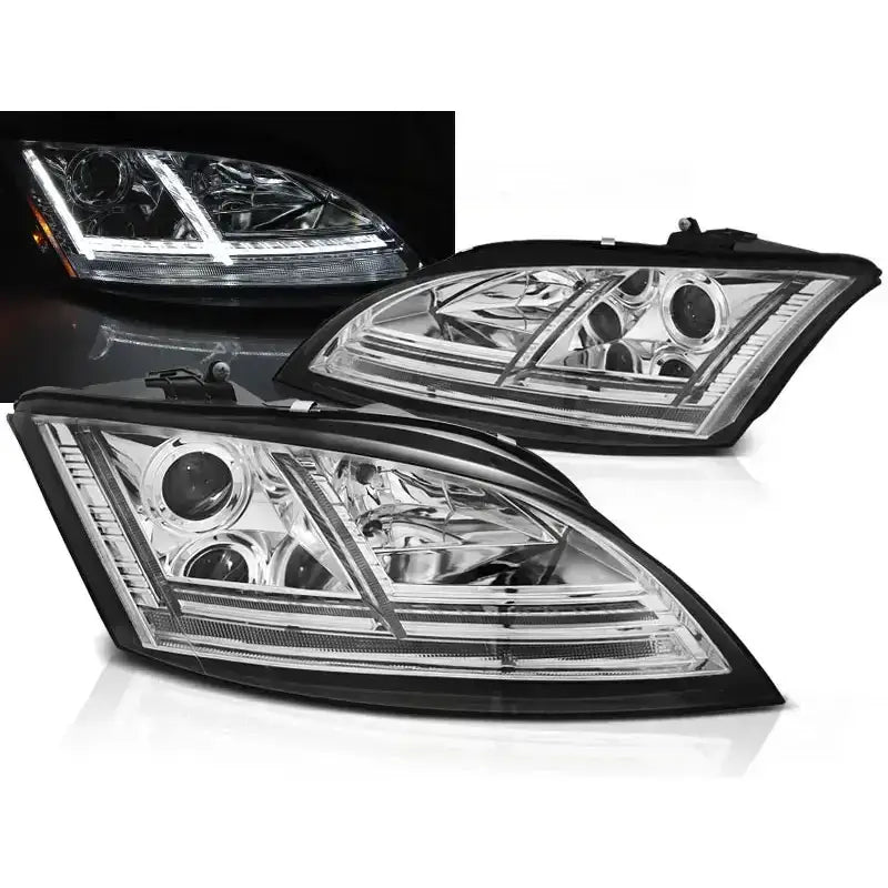 Frontlykter Audi Tt 06-10 8j Chrome Led Seq Hid Drl