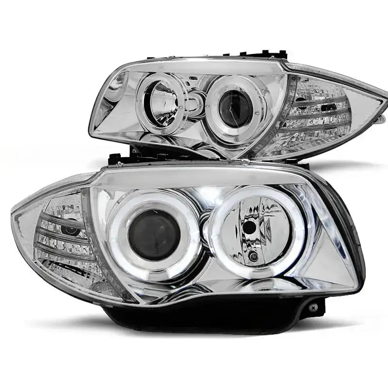 Frontlykter Bmw 1 E87/e81/82/88 04-11 Angel Eyes Chrome