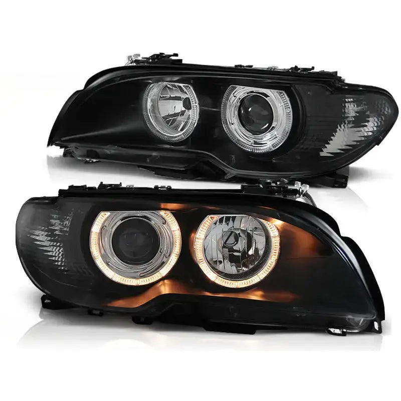Frontlykter Bmw E46 04.03-06 Coupe / Cabrio Angel Eyes Black