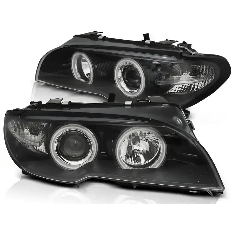 Frontlykter Bmw E46 04.03-06 Coupe / Cabrio Angel Eyes Ccfl Black