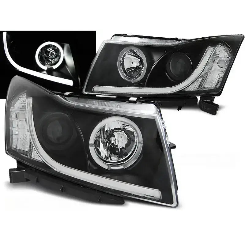 Frontlykter Chevrolet Cruze 09-12 Angel Eyes Tube Light Black