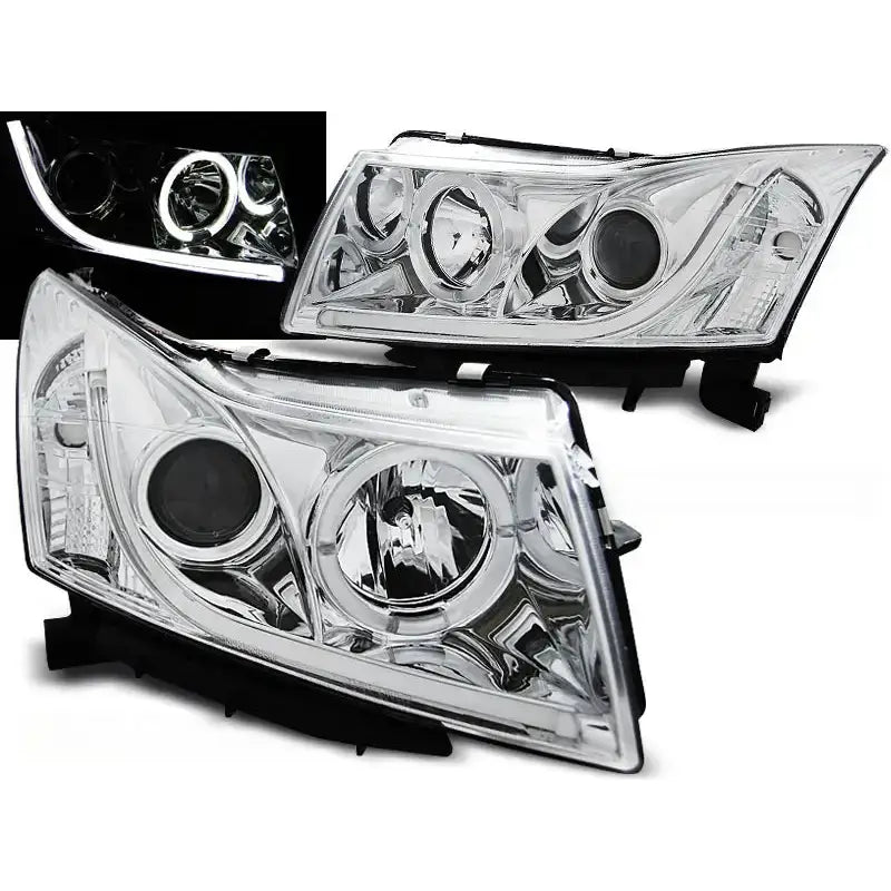 Frontlykter Chevrolet Cruze 09-12 Angel Eyes Tube Light Chrome