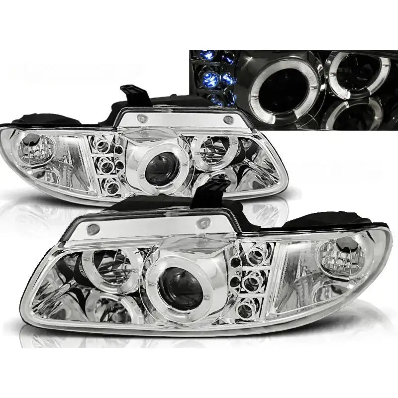 Frontlykter Chrysler Voyager 96-02.01 Angel Eyes Chrome
