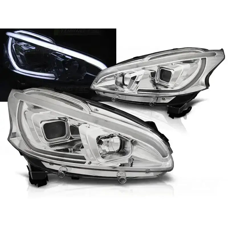 Frontlykter Peugeot 208 4.12-06.15 Tube Light Chrome