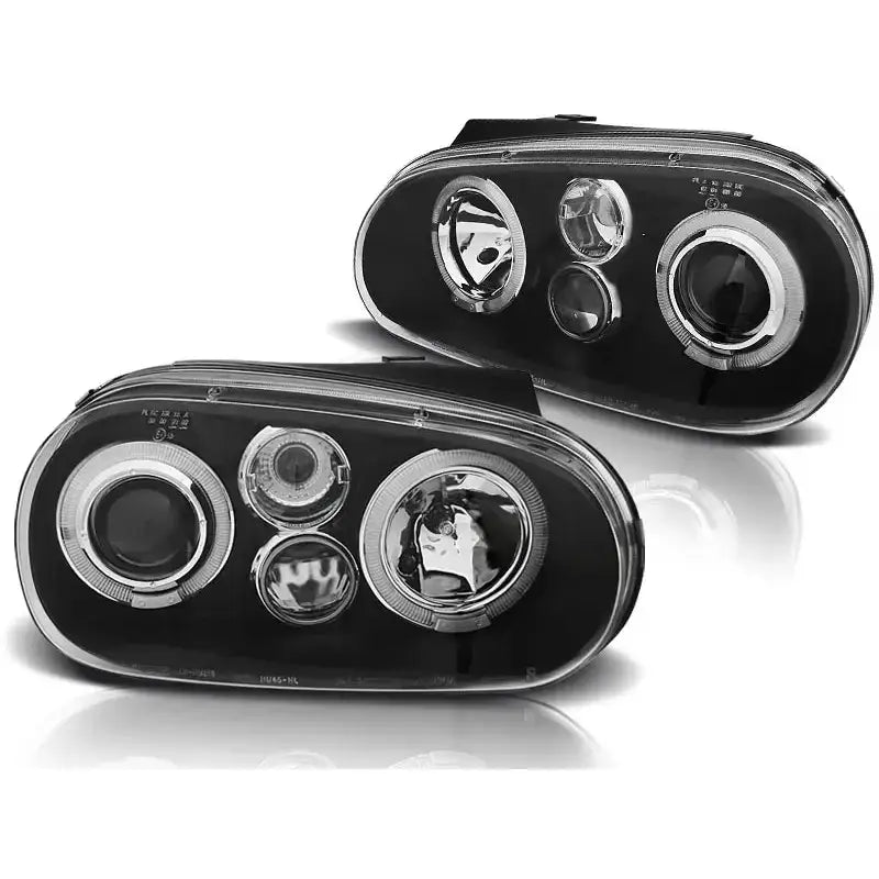 Frontlykter Vw Golf 4 09.97-09.03 Angel Eyes Black Clearglass